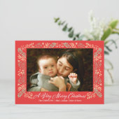 メリークリスマスの紅葉フレームホリデーフォト シーズンカード (スタンド正面)