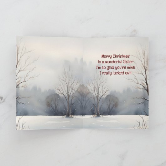 メリークリスマスの素晴らしい姉妹の水色 カード (内部)