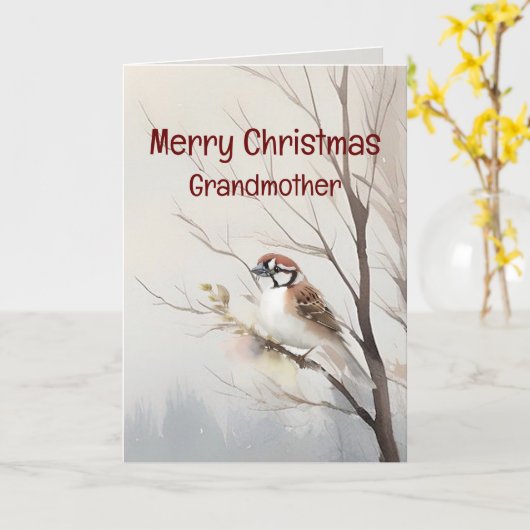 メリークリスマスの素晴らしい祖母の水色 カード (黄色い花)