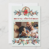 メリークリスマスの素朴なフローラ写真コラージュ シーズンカード (正面)