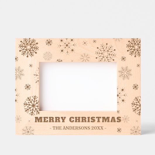 メリークリスマスの素朴な休日の写真は木製エッチング レーザー彫刻フレーム (正面)