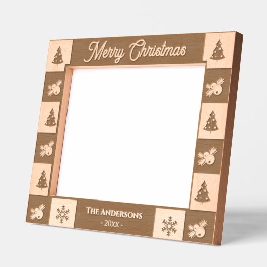 メリークリスマスの素朴な休日の写真は木製エッチング レーザー彫刻フレーム (左)