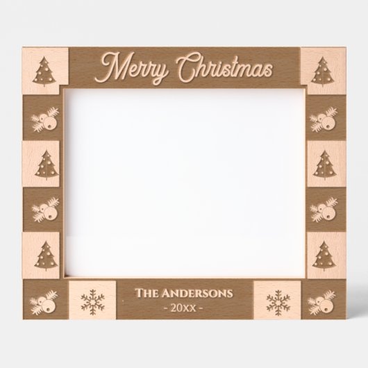メリークリスマスの素朴な休日の写真は木製エッチング レーザー彫刻フレーム (正面)