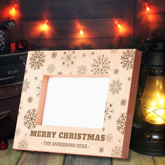 メリークリスマスの素朴な休日の写真は木製エッチング レーザー彫刻フレーム