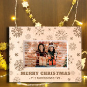 メリークリスマスの素朴な休日の写真は木製エッチング レーザー彫刻フレーム