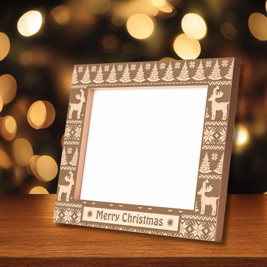 メリークリスマスの素朴な休日の写真は木製エッチング レーザー彫刻フレーム