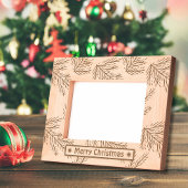 メリークリスマスの素朴な休日の写真は木製エッチング レーザー彫刻フレーム