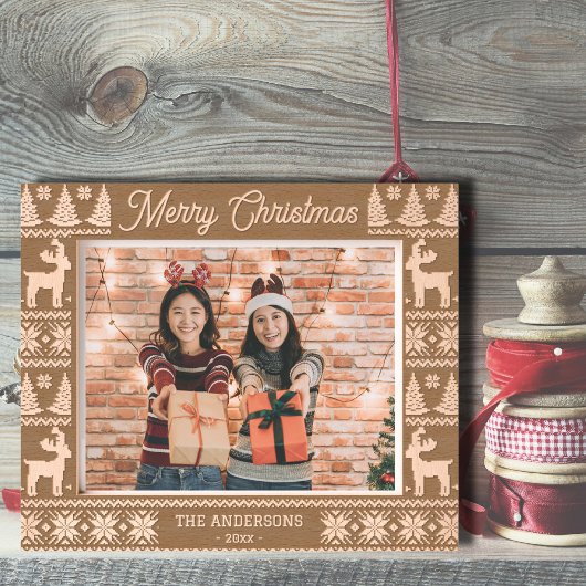 メリークリスマスの素朴な休日の写真は木製エッチング レーザー彫刻フレーム