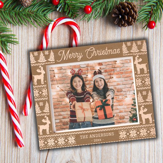 メリークリスマスの素朴な休日の写真は木製エッチング レーザー彫刻フレーム