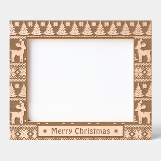 メリークリスマスの素朴な休日の写真は木製エッチング レーザー彫刻フレーム (正面)