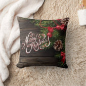 メリークリスマスの素朴な休日木花輪 クッション (ブランケット)