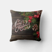 メリークリスマスの素朴な休日木花輪 クッション (裏面)