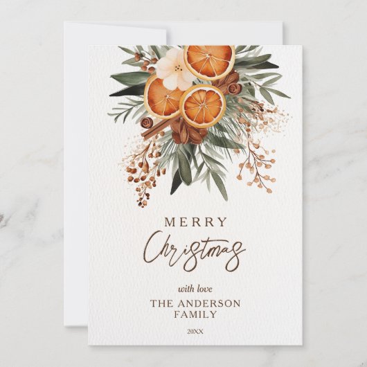 メリークリスマスの素朴な冬の植物の緑 シーズンカード (正面)