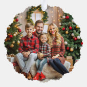 メリークリスマスの素朴な冬の植物写真 オーナメントカード (裏面)