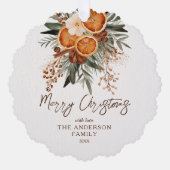 メリークリスマスの素朴な冬の植物写真 オーナメントカード (正面)