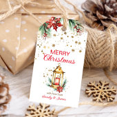 メリークリスマスの素朴な水の色の金ゴールド灯 ギフトタグ