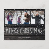 メリークリスマスの素朴な納屋の木3写真コラージュ シーズンポストカード (正面)