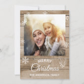 メリークリスマスの素朴な茶色の木の写真カード シーズンカード (正面)