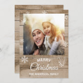 メリークリスマスの素朴な茶色の木の写真カード シーズンカード (正面/裏面)