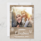 メリークリスマスの素朴な茶色の木の写真カード シーズンカード (正面)