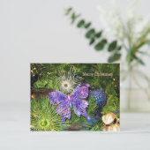 メリークリスマスの紫色の蝶郵便はがき シーズンポストカード (スタンド正面)