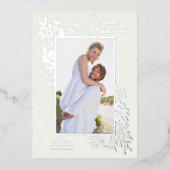 メリークリスマスの緑のシルバー 箔シーズンカード (正面)