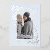 メリークリスマスの緑のシルバー 箔シーズンカード (正面)