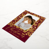 メリークリスマスの緑の写真 箔シーズンカード (回転した状態)