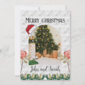 メリークリスマスの緑の葉のアーチの写真モダン シーズンカード (正面)