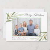 メリークリスマスの緑の金ゴールドモダンのフォトカード (正面)