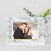 メリークリスマスの緑の雪片の写真 シーズンカード (スタンド正面)