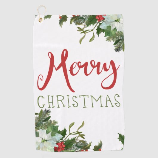 メリークリスマスの緑 ゴルフタオル (正面)