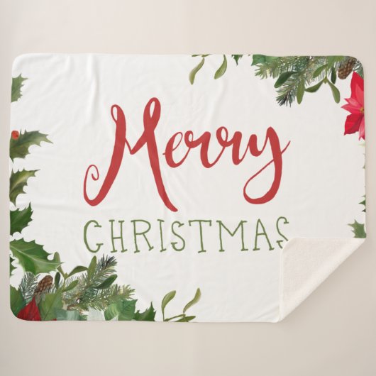 メリークリスマスの緑 シェルパブランケット (正面(横))