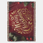 メリークリスマスの緑 スローブランケット (正面縦)