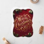 メリークリスマスの緑 ノートカード (正面/裏面インサイチュ)