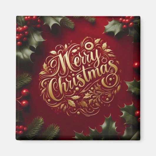 メリークリスマスの緑 マグネット (正面)