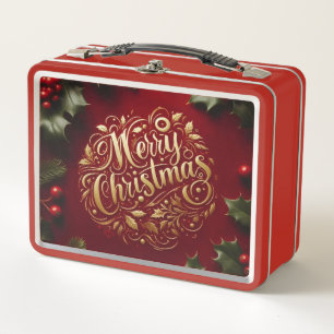 メリークリスマスの緑 メタルランチボックス
