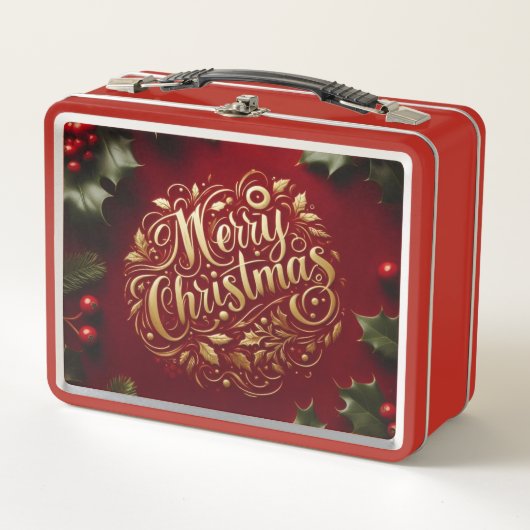 メリークリスマスの緑 メタルランチボックス (正面)