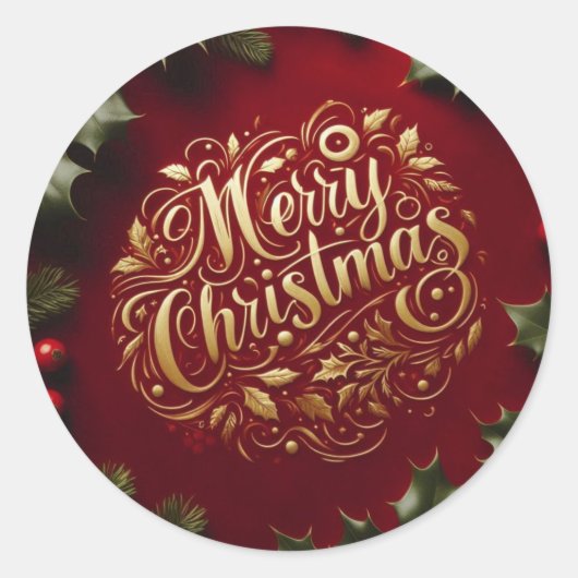 メリークリスマスの緑 ラウンドシール (正面)