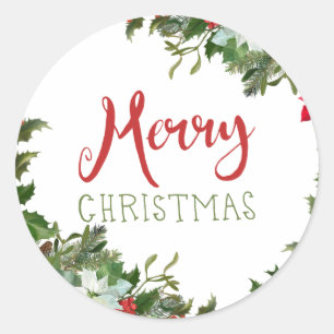 メリークリスマスの緑 ラウンドシール