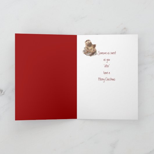 メリークリスマスの義理の娘オッター動物ユーモア シーズンカード (内部)