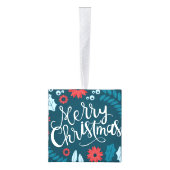 メリークリスマスの花柄 キューブオーナメント (右)