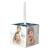 メリークリスマスの花柄 キューブオーナメント (裏面アングル)