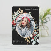 メリークリスマスの葉付き花束の写真 シーズンカード (スタンド正面)