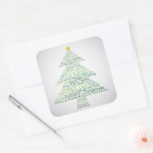 メリークリスマスの言葉で作られたクリスマスツリー スクエアシール (封筒)