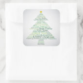 メリークリスマスの言葉で作られたクリスマスツリー スクエアシール (バッグ)