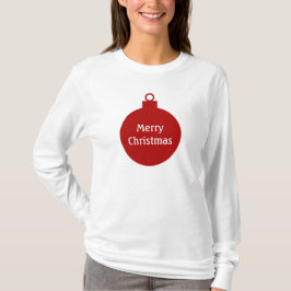 メリークリスマスの赤いオーナメントのパーソナライズなTシャツ Tシャツ