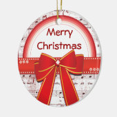メリークリスマスの赤いリボンのノートのオーナメント セラミックオーナメント (左)