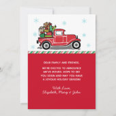 メリークリスマスの赤いヴィンテージのトラックの休日移動 案内状 (裏面)