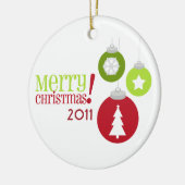 メリークリスマスの赤い及び緑の装飾のオーナメント セラミックオーナメント (左)